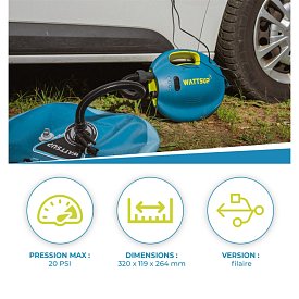 Pompa elettrica WATTSUP Swift 12V fino a 20PSI per SUP e kayak gonfiabili